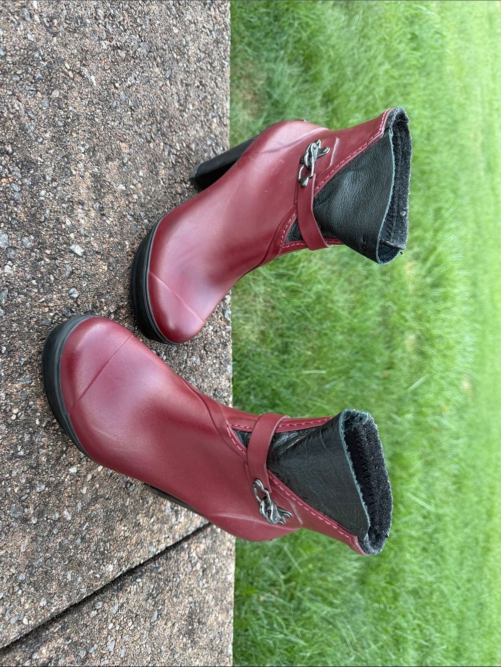Sorel Burgundy Medina Ankle Booties with Buckle Accent